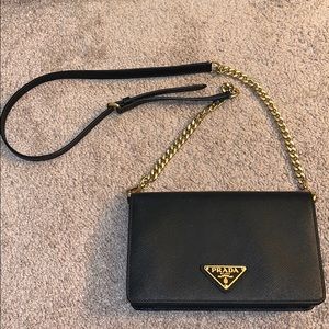 Prada Luxury Black Leather Cross Body Bag
